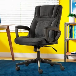 Serta Hannah I Ergonomic Microfiber Swivel Executive Chair, Black (43670D)