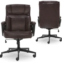 Serta Hannah I Ergonomic Bonded Leather Swivel Executive Chair, Biscuit (43670G)
