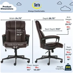 Serta Hannah I Ergonomic Bonded Leather Swivel Executive Chair, Biscuit (43670G)
