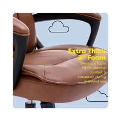 Serta Hannah I Ergonomic Bonded Leather Swivel Executive Chair, Cognac (43670H)