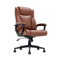 Serta Hannah II Ergonomic Bonded Leather Swivel Executive Chair, Cognac (43672H)