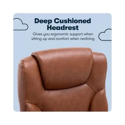 Serta Hannah II Ergonomic Bonded Leather Swivel Executive Chair, Cognac (43672H)