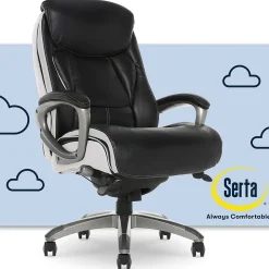 Serta Lautner Ergonomic Bonded Leather Swivel Executive Chair, Black/Cream (44942)