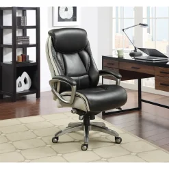 Serta Lautner Ergonomic Bonded Leather Swivel Executive Chair, Black/Cream (44942)