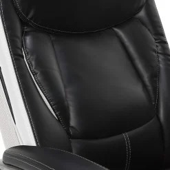 Serta Lautner Ergonomic Bonded Leather Swivel Executive Chair, Black/Cream (44942)