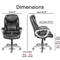 Serta My Fit Ergonomic Bonded Leather Swivel Executive Chair, Black (CHR100015)