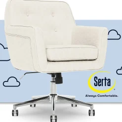 Serta Style Ashland Fabric Swivel Computer and Desk Chair, Ivory (48372)
