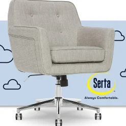 Serta Style Ashland Fabric Swivel Computer and Desk Chair, Light Gray (CHR100004)