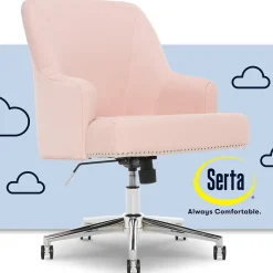 Serta Style Leighton Fabric Swivel Home Office Chair, Blush Pink (47925C)