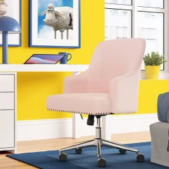 Serta Style Leighton Fabric Swivel Home Office Chair, Blush Pink (47925C)