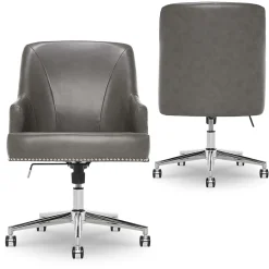 Serta Style Leighton Faux Leather Swivel Home Office Chair, Gray (47925G)