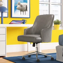 Serta Style Leighton Faux Leather Swivel Home Office Chair, Gray (47925G)
