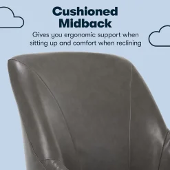 Serta Style Leighton Faux Leather Swivel Home Office Chair, Gray (47925G)