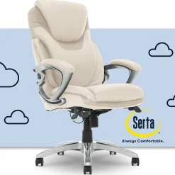 Serta Works Bryce Ergonomic Bonded Leather Swivel Executive Chair, Cream (43807B)
