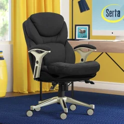 Serta Works Ergonomic Fabric Swivel Executive Chair with Back in Motion Technology, Dark Gray (44186E)