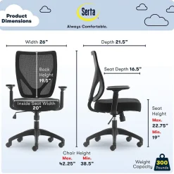Serta Works Mesh Back Polyester Computer and Desk Chair, Black (CHR10021A)