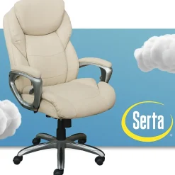Serta Works My Fit Ergonomic Bonded Leather Swivel Executive Chair, Ivory (48098A)