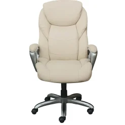 Serta Works My Fit Ergonomic Bonded Leather Swivel Executive Chair, Ivory (48098A)