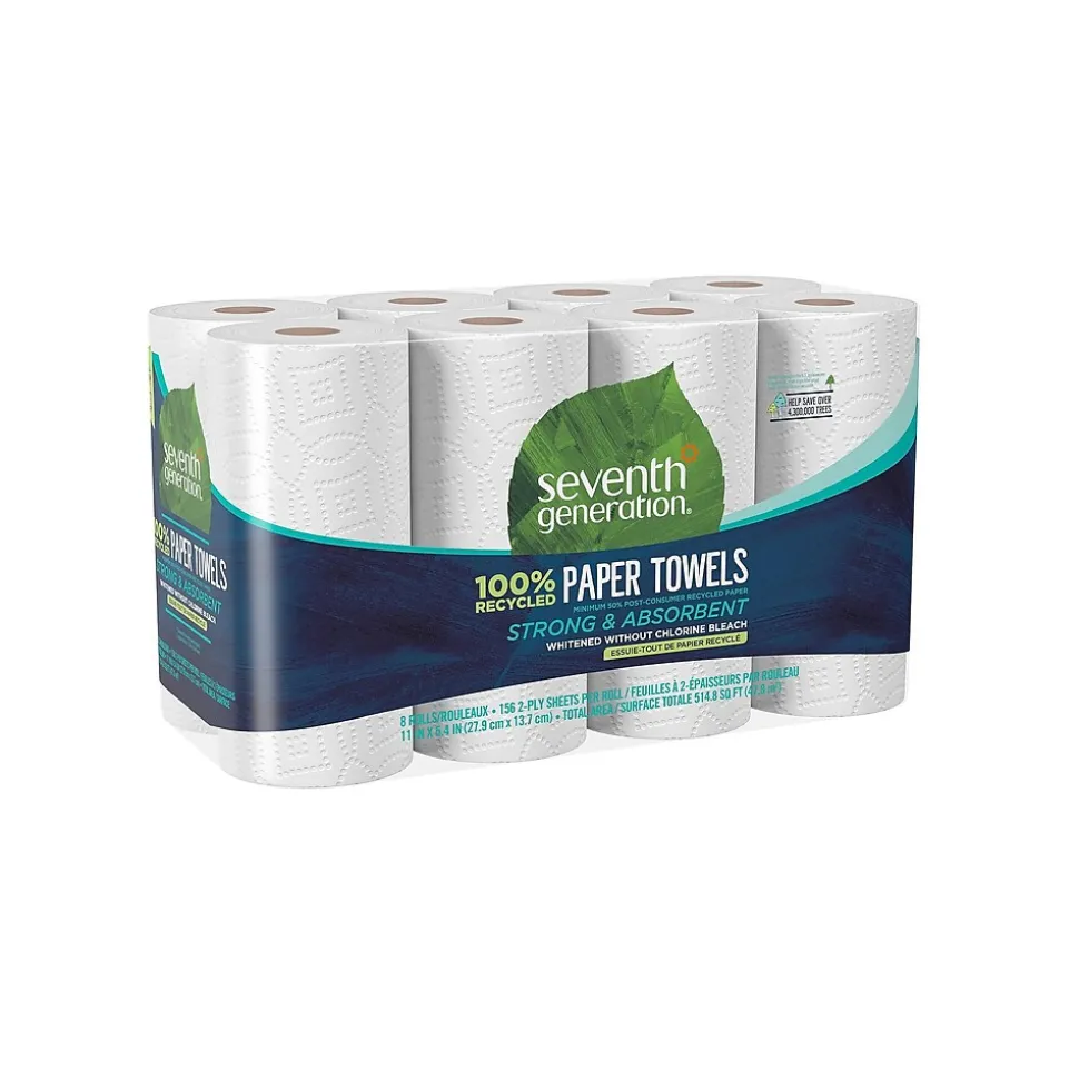 Seventh Generation Recycled Paper Towels, 2-ply, 156 Sheets/Roll, 8 Rolls/Pack (13739PK)