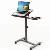 Seville Classics Airlift 40"H Tilting Sit-Stand Computer Desk Cart with Mouse Pad Table, Walnut (WEB234)