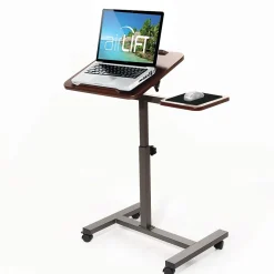 Seville Classics Airlift 40"H Tilting Sit-Stand Computer Desk Cart with Mouse Pad Table, Walnut (WEB234)
