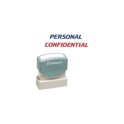 Shachihata Inc "Personal/Confidential" Pre-Inked Stamp, Blue/Red, 1/2" x 1 5/8"