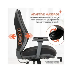 Sharper Image Revive Shiatsu Ergonomic Mesh Swivel Massage Chair, Black (60097-BLK)