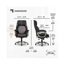 Sharper Image S-600 Active Lumbar Ergonomic Bonded Leather Swivel Executive Massage Chair, Black (60098-BLK)