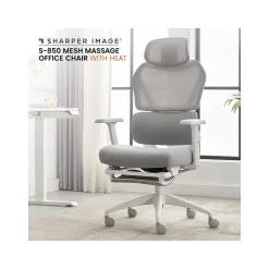 Sharper Image S-850 Ergonomic Mesh Swivel Computer and Desk Chair, Light Gray/White (60106-LGRYWHT)