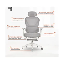 Sharper Image S-850 Ergonomic Mesh Swivel Computer and Desk Chair, Light Gray/White (60106-LGRYWHT)