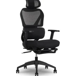 Sharper Image S850 Ergonomic Mesh Swivel Massage with Heat Executive Task Chair with Footrest, Black (60106-BLK)