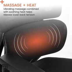 Sharper Image S850 Ergonomic Mesh Swivel Massage with Heat Executive Task Chair with Footrest, Black (60106-BLK)
