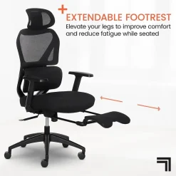Sharper Image S850 Ergonomic Mesh Swivel Massage with Heat Executive Task Chair with Footrest, Black (60106-BLK)