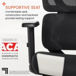 Sharper Image S850 Ergonomic Mesh Swivel Massage with Heat Executive Task Chair with Footrest, Black (60106-BLK)