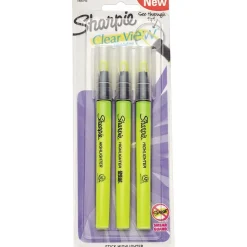 Sharpie Clear View Highlighter, Chisel Tip, Yellow, 3/Pack (1950745/2128217)