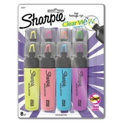 Sharpie Clear View Highlighter, Chisel Tip, Assorted, 8/Pack (1971843)