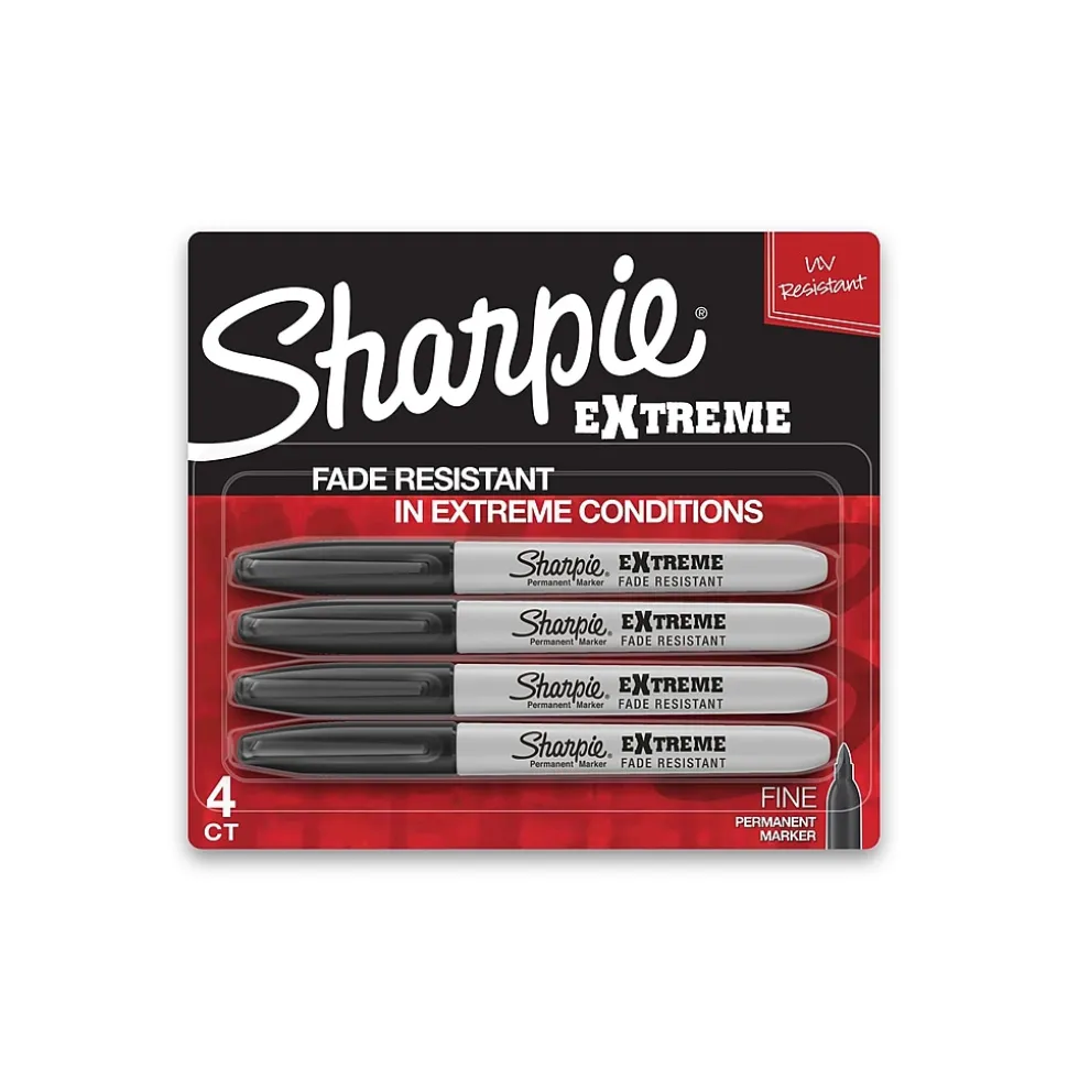 Sharpie eXtreme Permanent Markers, Fine Tip, Black, 4/Pack (1927436)