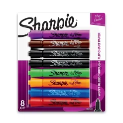 Sharpie Flip Chart Tank Permanent Marker, Bullet Tip, Assorted, 8/Pack (22480)