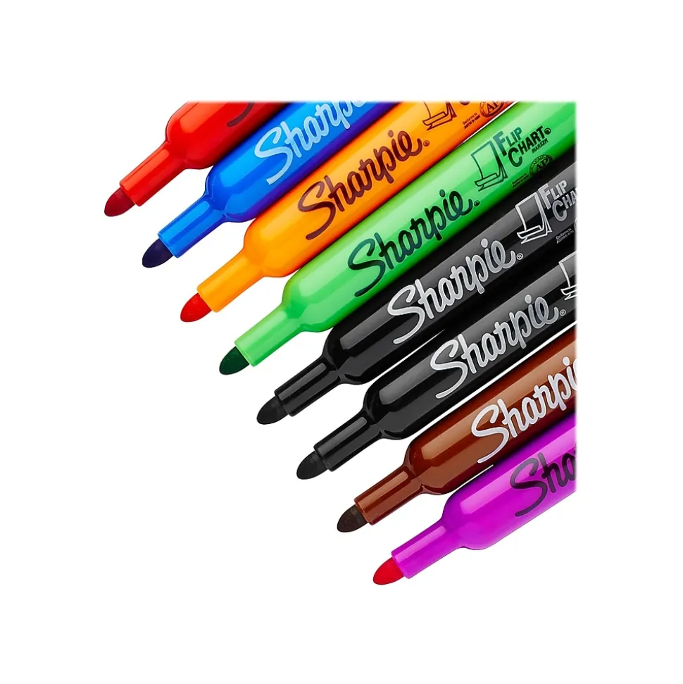Sharpie Flip Chart Tank Permanent Marker, Bullet Tip, Assorted, 8/Pack (22480)