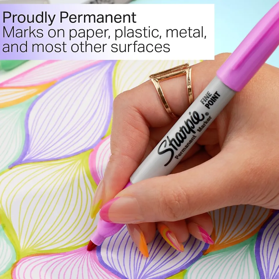 Sharpie Glam Pop Permanent Markers, Fine Tip, Assorted, 12/Pack (2185226)