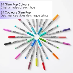 Sharpie Glam Pop Permanent Markers, Ultra Fine Tip, Assorted, 24/Pack (1949558)