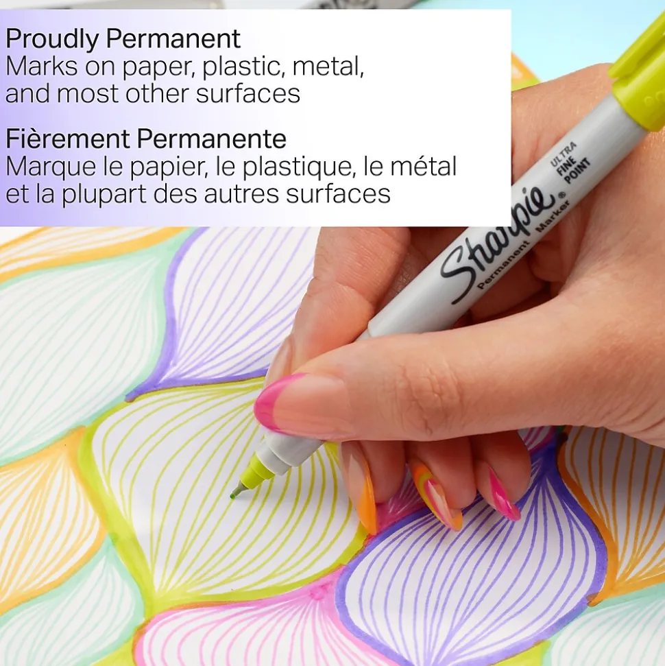 Sharpie Glam Pop Permanent Markers, Ultra Fine Tip, Assorted, 24/Pack (1949558)