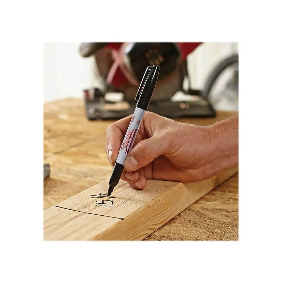 Sharpie Industrial Permanent Markers, Fine Tip, Black, Dozen (13601A)