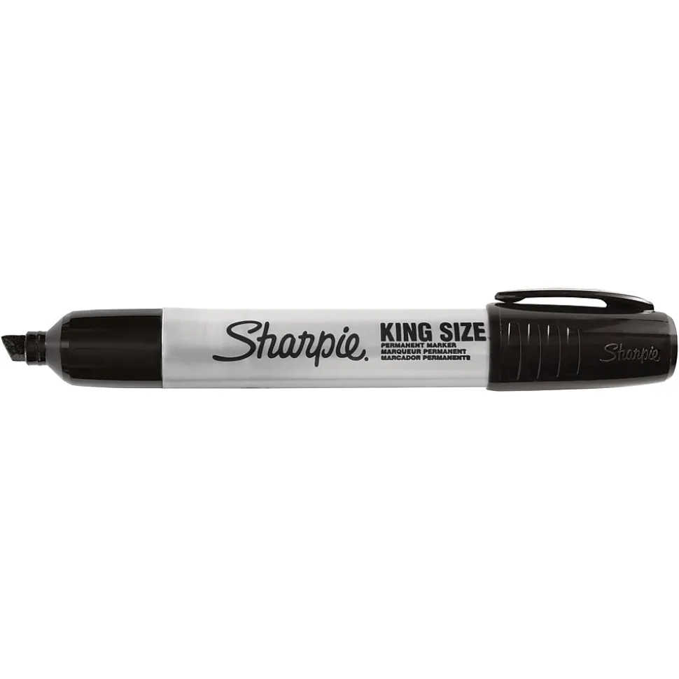Sharpie King Size Permanent Markers, Chisel Tip, Black, 4/Pack (15661)