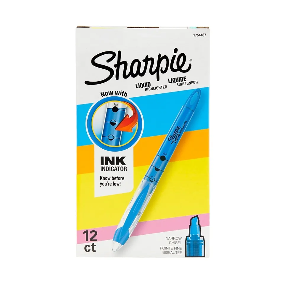 Sharpie Liquid Highlighters, Chisel Tip, Blue, Dozen (1754467)