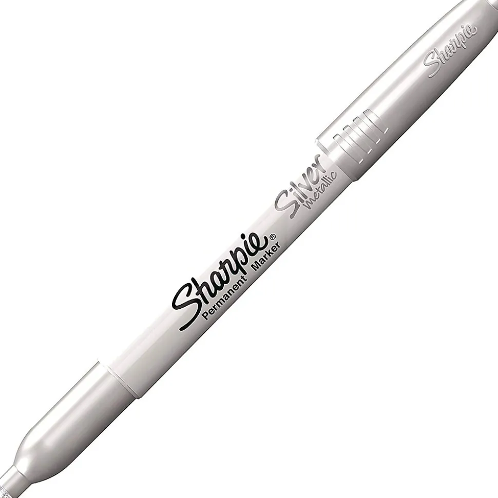 Sharpie Metallic Permanent Marker, Fine Point, Silver, 12/Pack (19365-PK12)