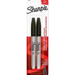 Sharpie Permanent Marker, Fine Tip, Black Ink, 2/Pack (30162)