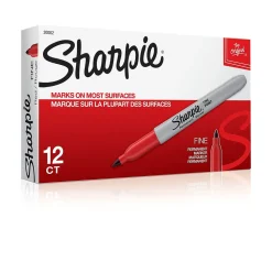 Sharpie Permanent Marker, Fine Point, Red, 12/Pack (SAN30002-12)