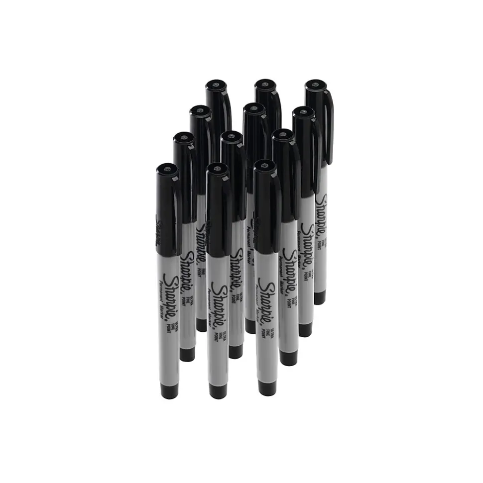 Sharpie Permanent Marker, Ultra Fine Tip, Black, Dozen (2154735)