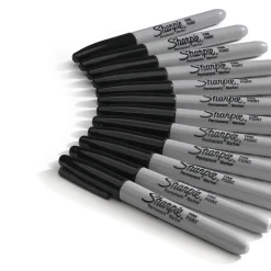 Sharpie Permanent Marker, Fine Tip, Black, 12/Pack (1812419)